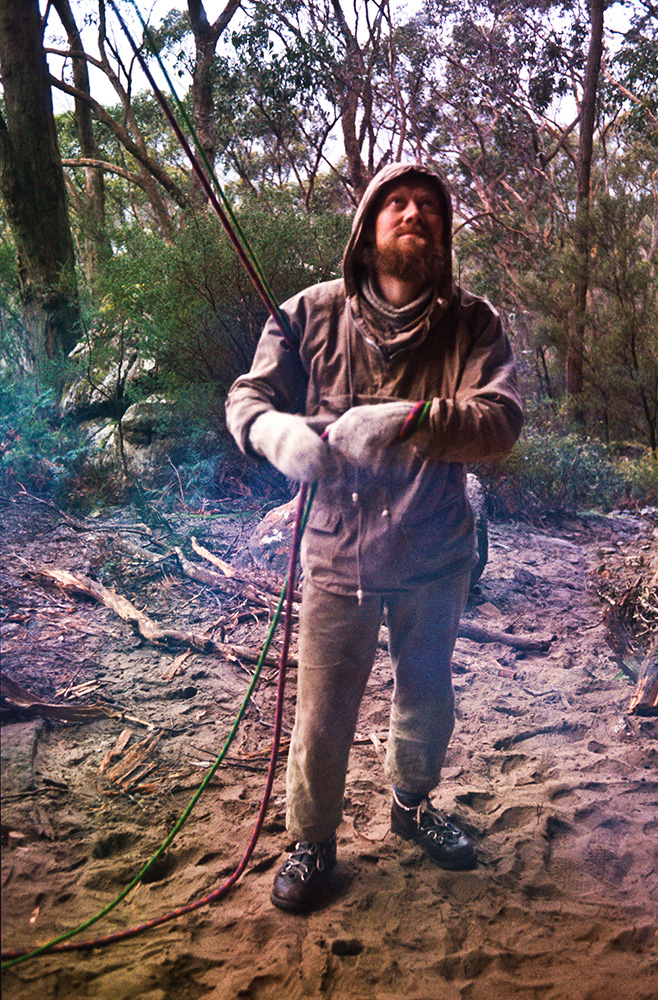 1. Waist belay. Bundaleer, 1976. Jerry Maddox wondering if anyone will notice that the clothes he's wearing are the same ones he used on his numerous climbing trips to the European Alps back in the 1960s. Your secret is safe with me Jerry. To be fair, winter conditions at Bundaleer are not much different to those on the North Face of the Eiger.